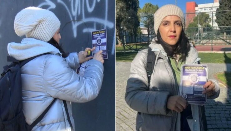 Sokak sokak gezerek IBAN dolandırıcılığına karşı broşür dağıtıyor