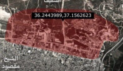 Suriye Savunma Bakanlığı, Şeyh Maksut’ta vurulacak noktaları gösteren harita yayınladı