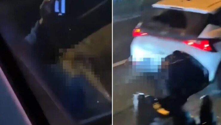 Trafikte mide bulandıran görüntü! Plakayı alıp harekete geçtiler