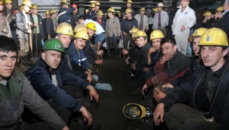 TTK’lı madenciler promosyon eşitsizliğine baretli eylemle tepki gösterdi