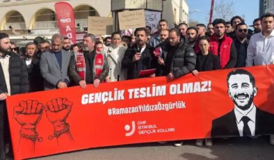 CHP İstanbul Gençlik Kolları, Ramazan Yıldız’ın tutuklanmasını protesto etti: ‘Bize boyun eğdiremezsiniz!’