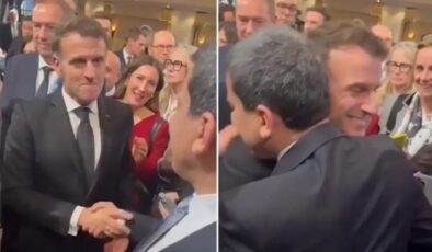 Fransa Cumhurbaşkanı Macron ile YPG elebaşı Mazlum Abdi kucaklaştı