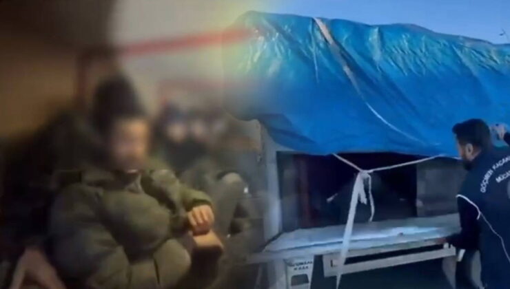 Hayvan dışkısı ile kamufle edilen bölmeden 19 kaçak göçmen çıktı