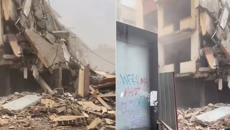 Küçükçekmece’de panik anları: Kontrollü yıkılan bina, yanındaki başka binaya devrildi