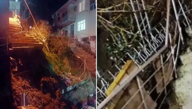 Merdiven çöktü, mahalleli sokağa döküldü