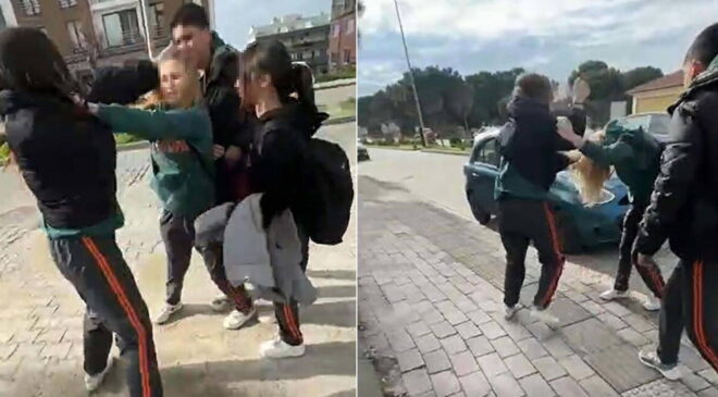 O anları kaydettiler: 14 yaşındaki kız öğrenci akranı tarafından darbedildi!