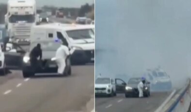 Otoyolda önünü kestiler: Silahlı ve maskeli kişiler zırhlı para nakil aracını soydu