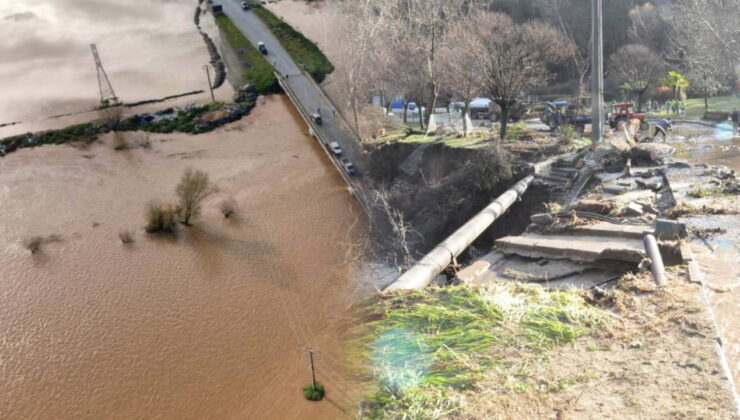 Salihli’de sel: Köprü yıkıldı, nehir taştı, yollar kapandı