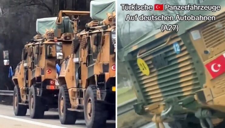Türk askeri ve zırhlı araçları Almanya otobanında