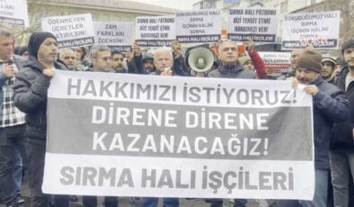 Gaziantep’te halı işçilerinden protesto: ‘Zam farkları ve maaşlarımız ödenmeli’