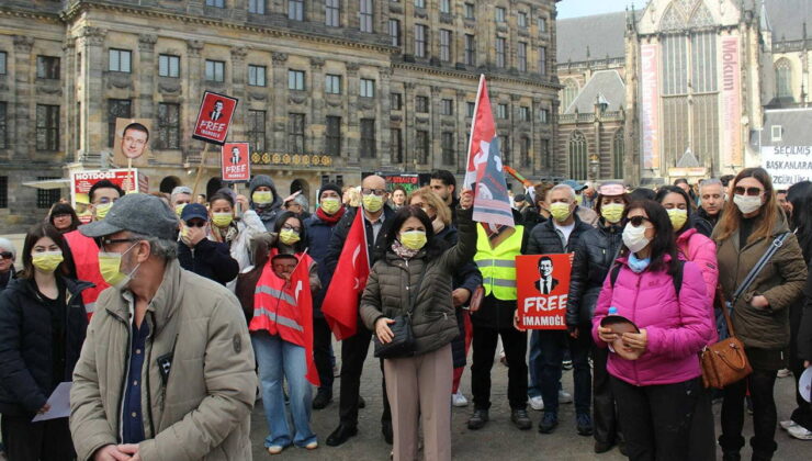 İmamoğlu’nun tutukluluğunun 1. yılı Amsterdam’da protesto edildi