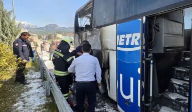 Muğla’da yolcuları taşıyan otobüste yangın çıktı
