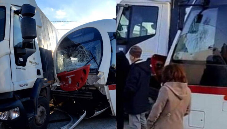 Tramvay ile kamyon çarpıştı; 3 yaralı