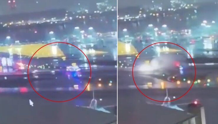 ABD’de iniş yapan yolcu uçağı hizmet aracına çarptı