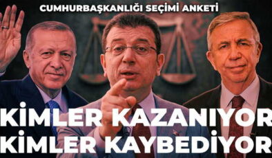Cumhurbaşkanlığı seçimi anketi: Erdoğan İmamoğlu ve Yavaş’a kaybediyor