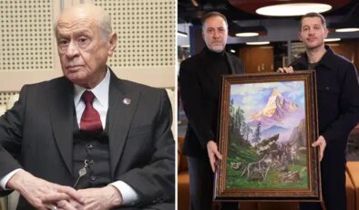 Devlet Bahçeli’nin Uraz Kaygılaroğlu’na hediye ettiği ‘Bozkurt’ tablosu ortaya çıktı
