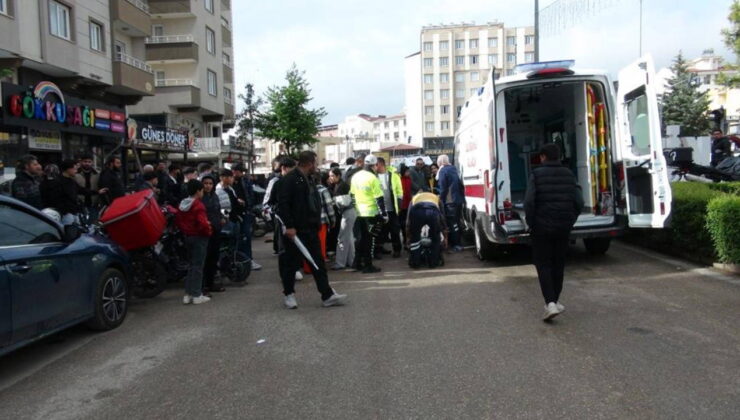 Motosiklet yayalara çarptı: Baba ve bebeği yaralandı