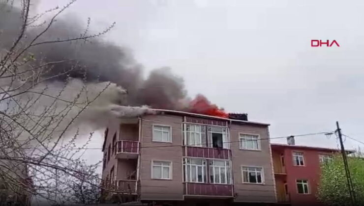 Ümraniye’de 3 katlı binanın çatısında yangın!