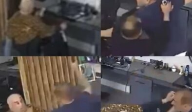 Berberde tıraş olan şahsa satırla saldırmıştı, o anların görüntüsü ortaya çıktı