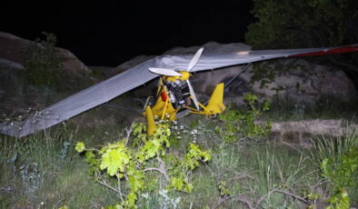 Kapadokya’da ‘microlight’ zorunlu iniş yaptı: Pilot ve yolcu yaralandı