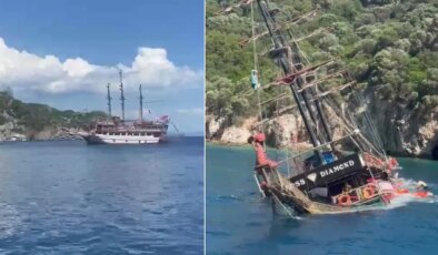 Marmaris’te 148 yolcunun bulunduğu tur teknesi battı: Görüntüler ortaya çıktı