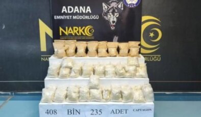Adana’da 408 bin 235 adet uyuşturucu hap ele geçirildi
