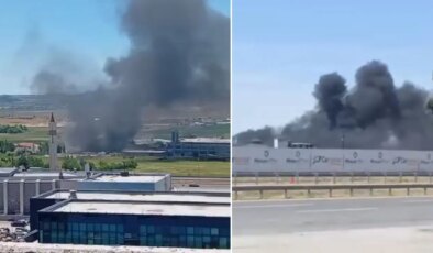 Ankara’da alçı fabrikasında korkutan yangın: Bir kişi mahsur kaldı