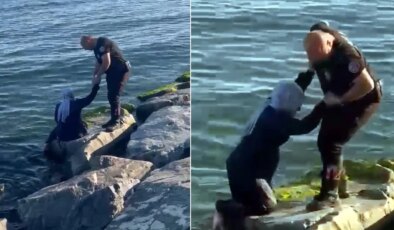 Avcılar’da kayalıklardan denize düşen kadın son anda kurtuldu