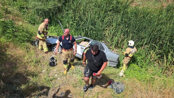 Edirne’de otomobil dere yatağına devrildi: 2 kişi yaralandı