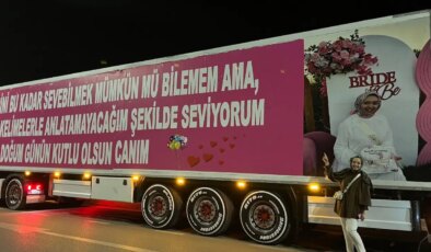 Eşinin doğum günü için 25 metrelik TIR’ı kapladı