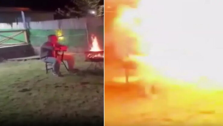Hobi bahçesinde ateş yaktı: Bir anda patlama meydana geldi