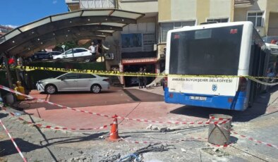 Ankara’da belediye otobüsü iş yerine girdi: 7 yaralı