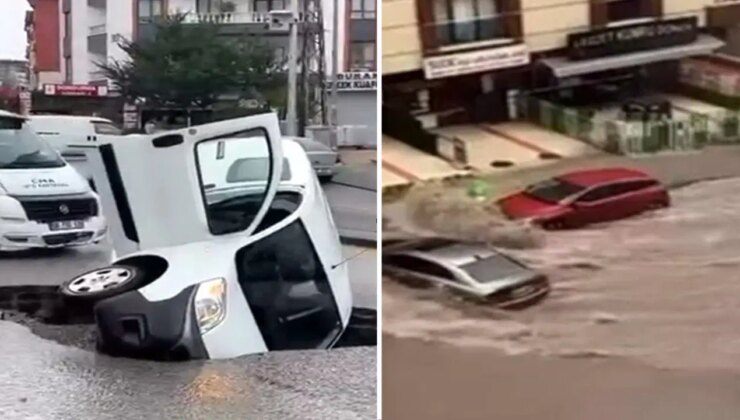 Ankara’da şiddetli yağış etkili oldu: Sulara kapılan araçlar sürüklendi