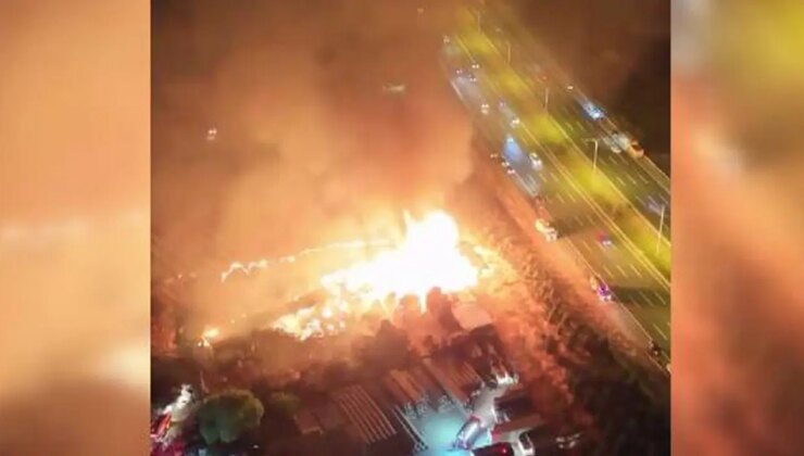 Ankara’da tahta paletlerin depolandığı alanda korkutan yangın!