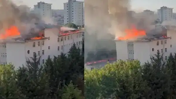 Beylikdüzü’nde okul çatısında yangın!