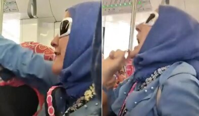 Eminönü’nde tramvayda ‘yer’ kavgası: Bağırıp sırt çantasını fırlattı
