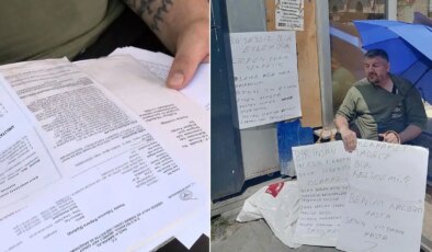 Evsiz kalan kalp hastası yurttaştan pankartlı eylem: ‘Benim kalbim hasta, senin vicdanın’