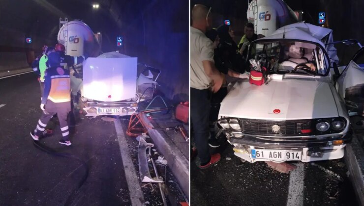 Yeni Zigana Tüneli’nde TIR otomobile arkadan çarptı: 1 ölü, 2 yaralı