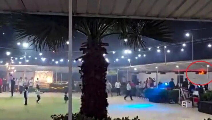 Düğün salonunun yangın çıktı: Davetliler fark etmeden düğüne devam ettiler