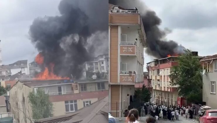 İstanbul’da 5 katlı binanın çatısında yangın