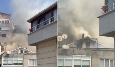 Kağıthane’de 4 katlı binanın çatısında korkutan yangın
