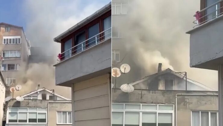 Kağıthane’de 4 katlı binanın çatısında korkutan yangın