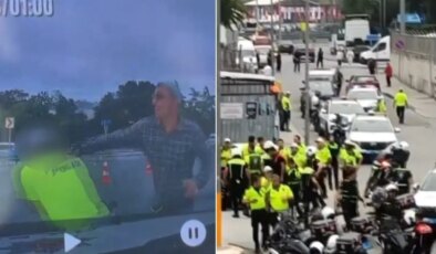 Polise bıçakla saldırı kamerada: Ayağından vurularak yakalandı