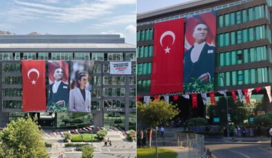 Üsküdar Belediye binasına asılan Sinem Dedetaş posteri indirildi