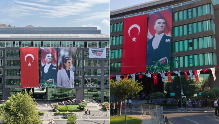 Üsküdar Belediye binasına asılan Sinem Dedetaş posteri indirildi