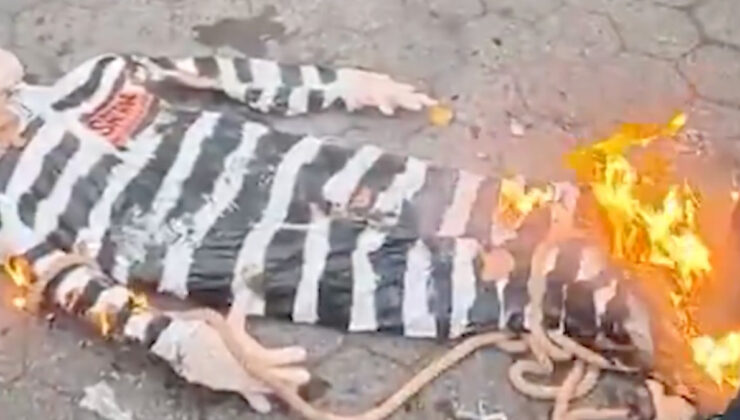 ABD’de BM Genel Merkezi önünde Netanyahu’nun kuklası ateşe verildi