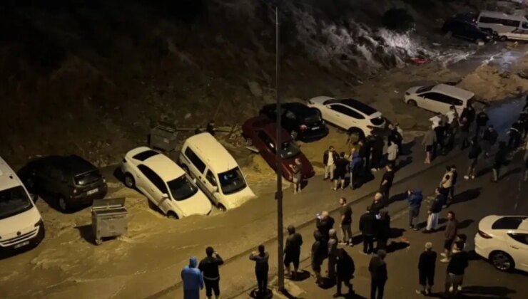 Ankara’da sağanak sonrası yol çöktü: Çok sayıda araç hasar gördü