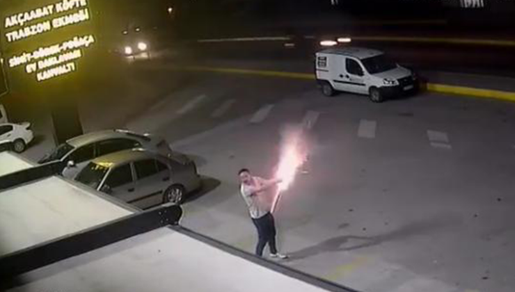 Havai fişekli kutlamada korku anı kamerada