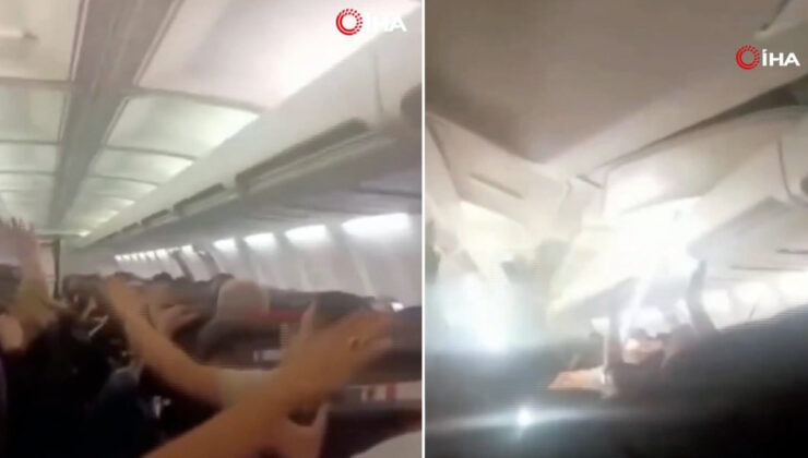İran’da yolcu uçağında korku dolu anlar: Kabin tavanı çöktü