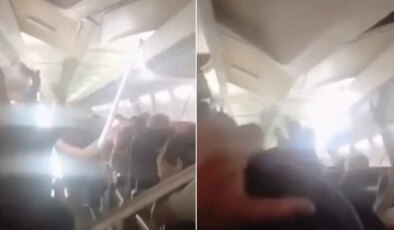 İran’da yolcu uçağında korku dolu anlar: Kabinin tavanı çöktü